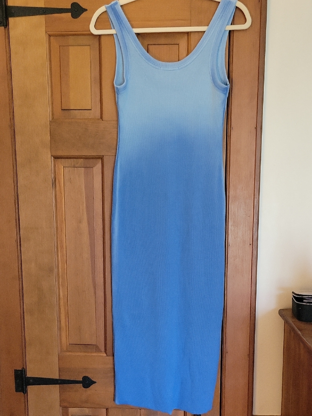 COTTON CITIZEN Sleeveless Ombre Blue Ribbed Tank Dress - Picture 3 of 7